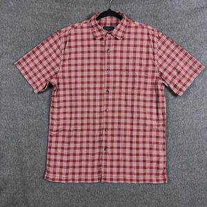 Pendleton Shirt Mens Medium Red Plaid Short Sleeve Button Up Cotton Casual